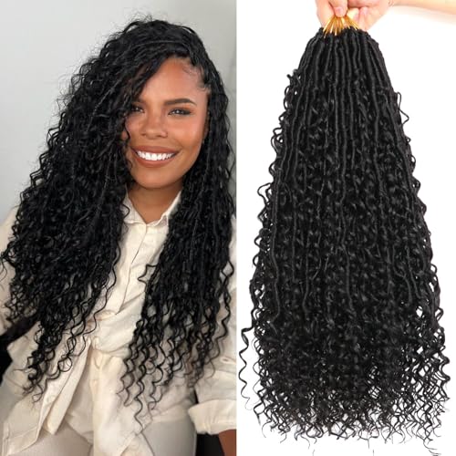 18 Inch Goddess Locs Crochet Hair 8 Packs - Soft Boho Faux Locs for Black Women 1B# Variation of THIS listing