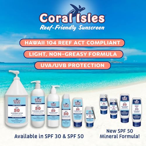 Coral Isles by Rocky Mountain Sunscreen | SPF 50 KIDS Spray | Broad Spectrum UVA/UVB Protection | Hawaii Reef-Safe Act Compliant | Oxybenzone & Octinoxate Free | Water Resistant 80 Min. | 16 Fl Oz