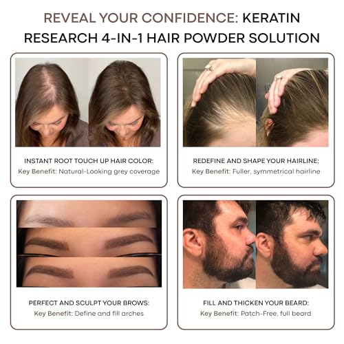 Keratin Research Hairline Filler Root Touch-Up Powder - Dark Ash Brown 0.56 Oz XL