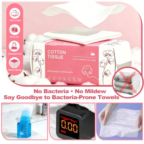 Disposable Face Towels Pack of 600 Dual-Textured Skin Care Cloths - Soft & Reusable