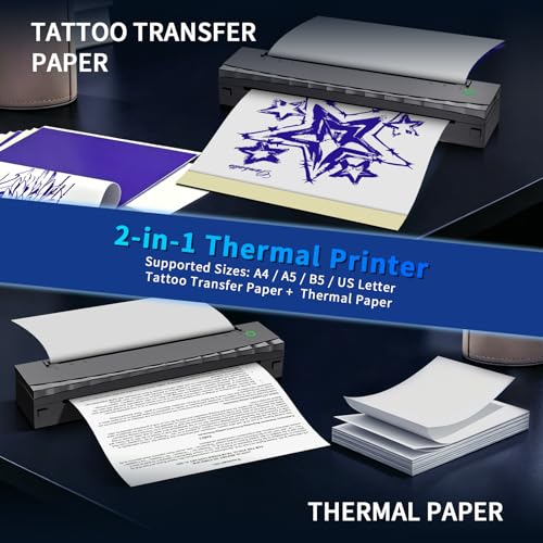 Wireless Thermal Tattoo Stencil Printer with App Support and Portable Design
