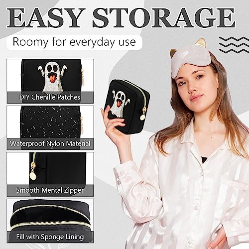 9 Pcs Mini Makeup Bags Bulk Nylon Cosmetic Bags for Purse Travel Bag Pouch Toiletry Organizer Pouches Bag for Women, Small Zipper Pouch Preppy Coin Purse for Custom Birthday Gifts (Black)