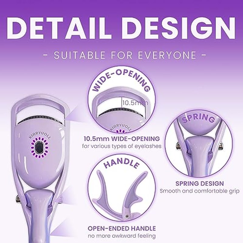 Electric Heated Eyelash Curler Kit Hot Lash Therapy Professional Eyelash Tools Battery Powered Lash Lifter Rechargeable Clamp for Various Eye Types Plastic Material (Colour Purple)
