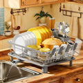 Stainless Steel Dish Drying Rack for Kitchen Counter, Grey Silver, 13''W x 17''L