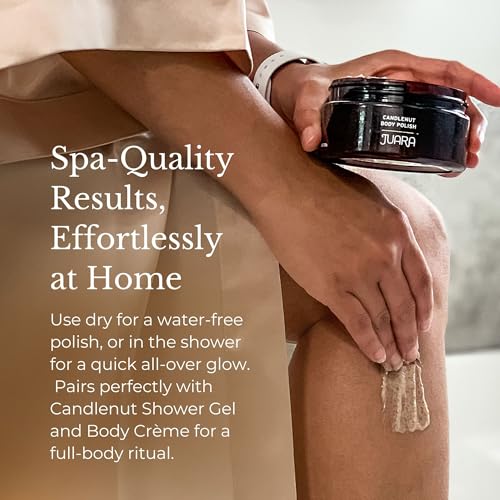 Juara Candlenut Body Polish 7.5 Fl Oz - 2-in-1 Exfoliating & Moisturizing Body Scrub with Candlenut Oil & Rice Bran