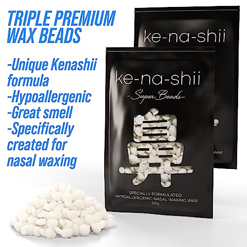 Kenashii Super BUNDLE Nose & Ear Hair Removal Kit | 100 g Wax, 84 Applicators | No Microwave Needed | Nasal Waxing For Men and Women | 12 Balm Wipes, Mustache Guards, Storage Bag