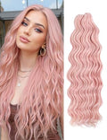 20 Inch Light Pink Curly Braiding Hair Mix - Long Synthetic Crochet Hair for Boho Styles