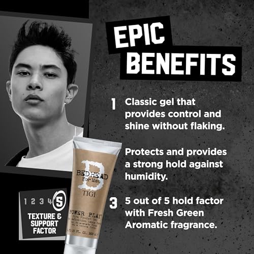 TIGI Bed Head Hair Gel for Men, Power Play 2-Pack ? Firm Finish, Anti-Humidity, Frizz Control Hair Care Products for Men, 6.76 Oz Ea