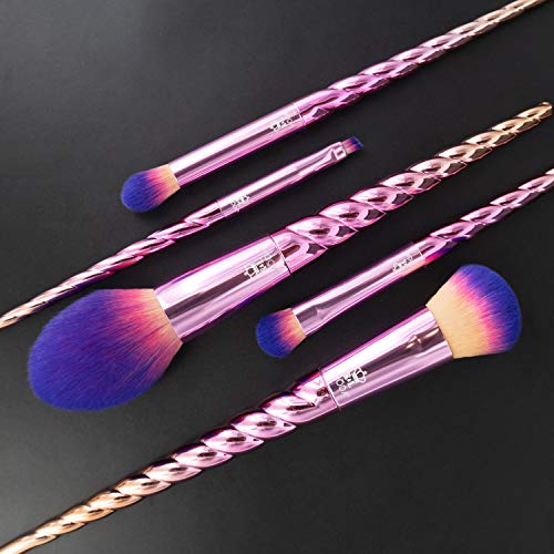 MODA Mythical Star 6pc Travel-Size Makeup Brush Kit ? Vegan Face & Eye Brushes with Holographic Travel Case