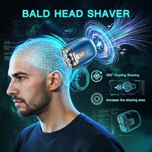 Electric Shaver for Men Bald Head Rotary Razor Waterproof Wet Dry Fast Charging LED
