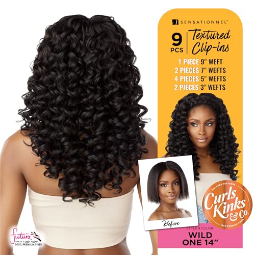 Sensationnel Curls Kinks & Co Clip-In Hair Extensions - 14 Inch, Dark Brown