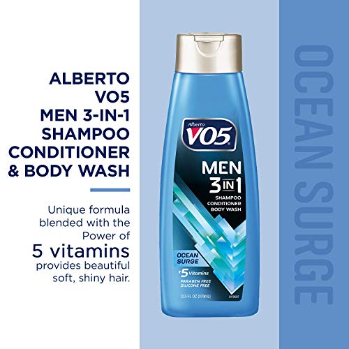 VO5 Mens 3-IN-1 Shampoo Conditioner and Body Wash - 12.5 Oz - Ocean Surge - 5 Essential Vitamins to Help Nourish and Hydrate Your Hair and Skin- Vitamin A, H, C, B5 and B3