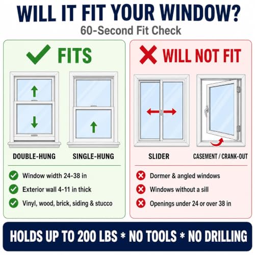 Ivation Heavy Duty Window AC Support Bracket, No Drill Steel Mount for Up to 200 lbs