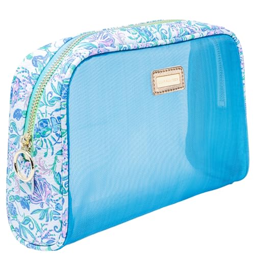 Lilly Pulitzer Clear Zipper Pouch, Cute Pencil Case for Adults, Travel Toiletry Bag, Small Pouch Bag for Supplies, Makeup or Toiletries, Just a Pinch