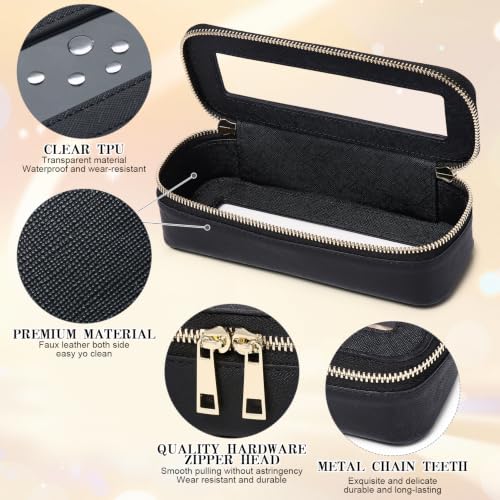Travel Makeup Bag Set - Slim Brush & Toiletry Organizer, Black, A4/Black/L+Slim Variation