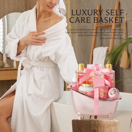 Luxury Bath & Body Gift Set with Rose & Jasmine Spa Products for Women