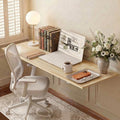 Wall Mounted Folding Kitchen Table Desk - Natural Wood, 47x20.5 Inches — Space Saving Fold Down Workbench for Small Spaces