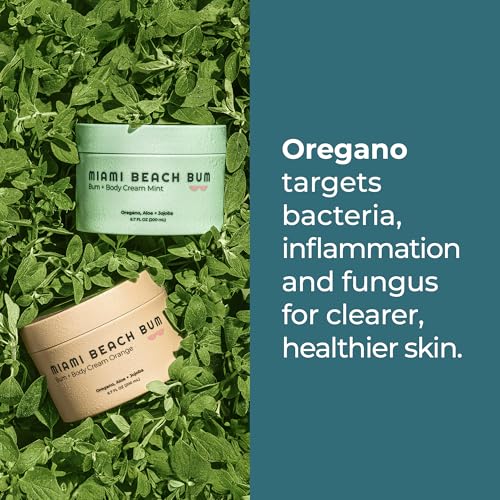 Miami Beach Bum, Bum + Body Cream Mint 6.7oz, Daily Moisturizer For Total Skin Health, Body Acne Treatment, Razor Bumps, Keratosis Pilaris, Ingrown Hairs, Sunburns, Blemishes & More..