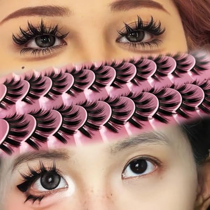 10 Pairs Pack Manga Anime False Eyelashes 3D Mink Eyelashes Thick Long Multilayer Fluffy,Dramatic False Eyelashes Handmade(M-03)