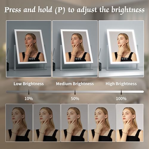 YUMELIVI Hollywood Vanity Mirror with Lights, 16.7"x13.2", 3 Color Modes, Smart Touch Control, 360 Rotatable, Perfect for Bedroom Vanity or Dressing Room