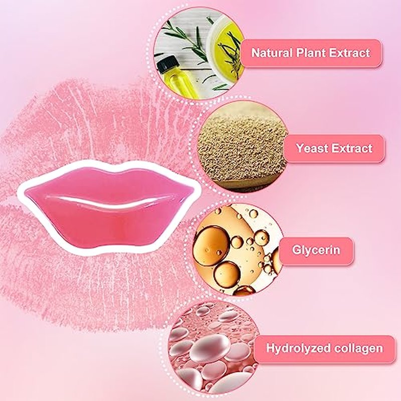 30 PCS Moisturizing Hydrating lip masks - Pink Collagen Lip mask Bulk,Collagen Lip Gel Patches for Dry Lips, Dead Skin Removal, Fine Line Lightening, Valentine's Day Gift