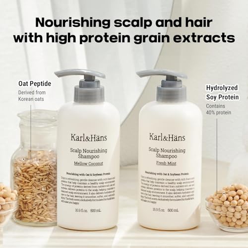Karl&Hans Scalp Shampoo with Oat & Soy Protein - Fresh Mint, 16.9 fl oz, Flake & Dandruff Relief