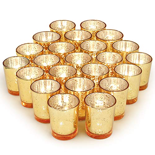 Gold Mercury Glass Votive Candle Holders 72pcs - All Match Wedding Party Decor
