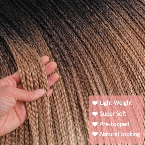 Pre Loop Goddess Box Braids Crochet Hair - Ombre Golden Blonde 24 Inch - T1B/27/613# - 6 Packs