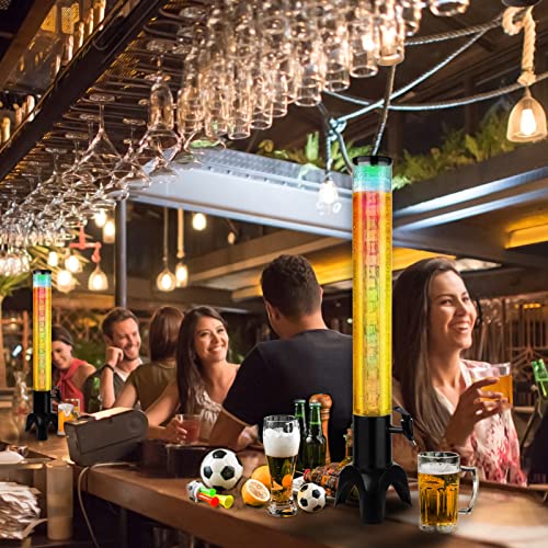 2pcs Beer Dispenser Tower with Ice Tube & LED Light - 100oz Beverage Tower for Parties