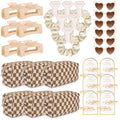 6 Sets Bridesmaid Proposal Gift Set with Hair Clips Scrunchies Sunglasses & Makeup Bag - Brown Checkered