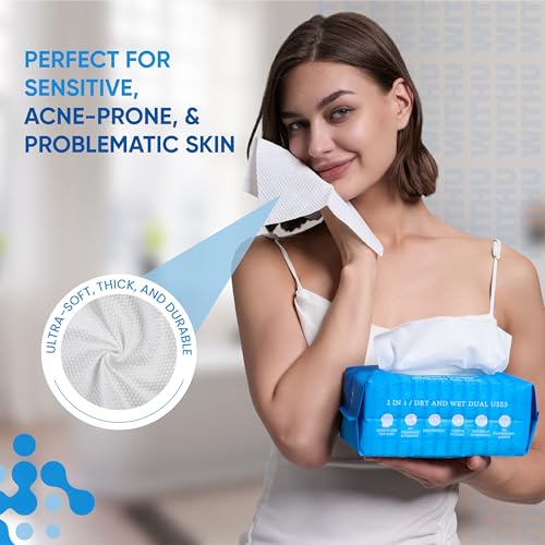 Disposable Face Towels - Ultra-Soft Biodegradable Makeup Remover Wipes, Travel Facial Cleansing Cloths, 20 Count
