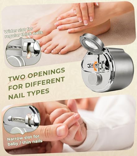 Electric Nail Clippers with Magnifying Glass & LED Light - D-Gray