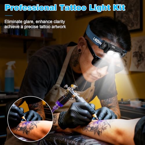 Tattoo Light Kit with Headlamp and Polarized Tattoo Glasses - Precise Tattooing