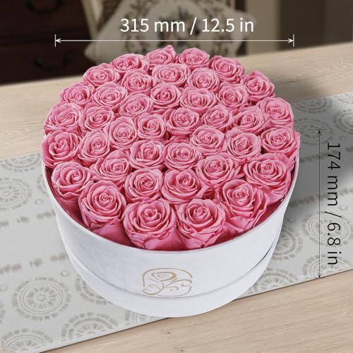 40 Preserved Roses in Velvet Box - Romantic Gift for Women, Pink