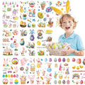 Glitter Easter Bunny Temporary Tattoos for Kids Easter Eggs Flower Decoration Stickers Happy Easter Basket Stuffers 12 Sheets, Children Rabbit Birthday Party Favors Class Rewards