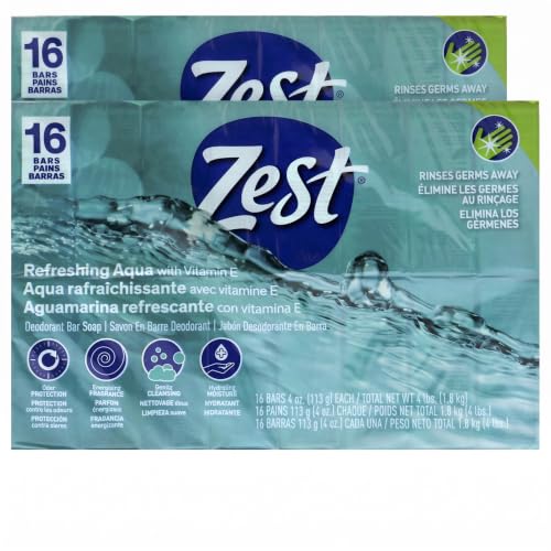 Zest Aqua Bar Soap with Vitamin E - Moisturizing Gentle Soap 64oz Pack of 2