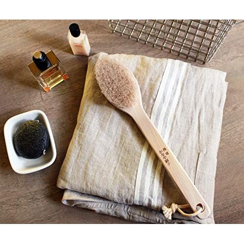 Japanese Body Brush for Bath or Dry Brushing, Exfoliation, Cellulite Treatment, Long Handle, Soft