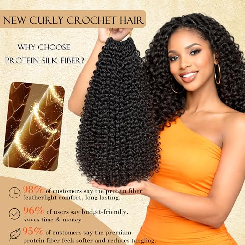 12 Inch Curly Crochet Hair for Black Women - Upgraded 4-in-1 Gogo Curl Pack of 7 T30