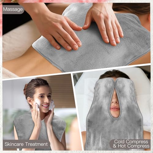 18PCS U-Shaped Microfiber Facial Towels for Estheticians & Spa, Grey