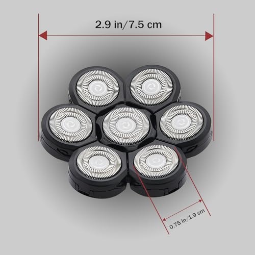 7 Head Shaver Replacement Heads for Electric Razors - 2 Pack - Universal Compatibility