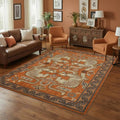 Terracotta Tiger Boho Washable Area Rug 6x9 ft Non-Slip Vintage Living Room