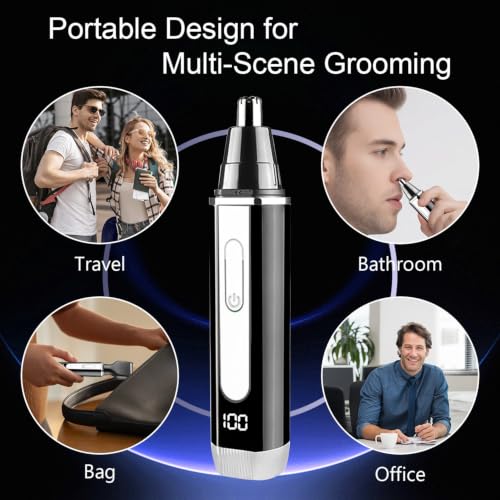 Rechargeable 4-in-1 Nose Ear Eyebrow Beard Trimmer Kit - Waterproof, LED Display