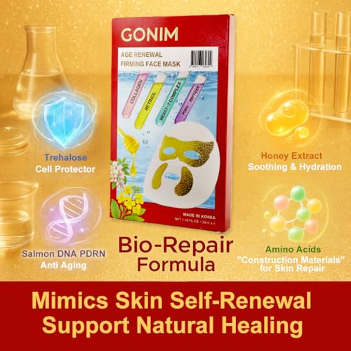 GONIM Eye Patches Eye Mask with Integrated Korean Face Mask-Collagen Peptides,Salmon DNA PDRN, Retinol & Caffeine, Eye Patches for Puffy Eyes and Dark Circles Korean Skin Care Anti Aging 35ml/1.18ozx8