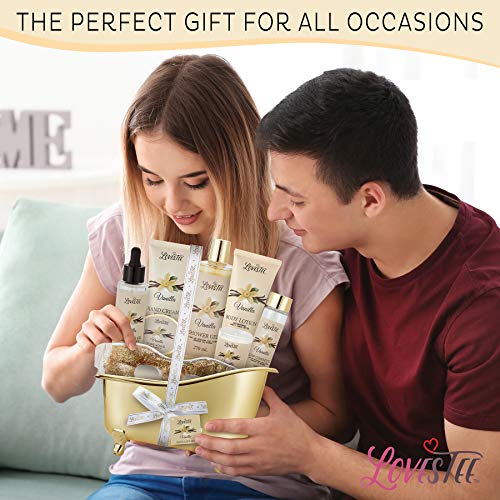 Luxury Spa Gift Basket for Women - Vanilla Bath & Body Set with Candle & Eye Mask