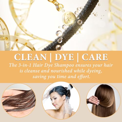 iemoKoda Dark Brown Plant-Based Hair Color Shampoo 3-in-1 for Grey Coverage