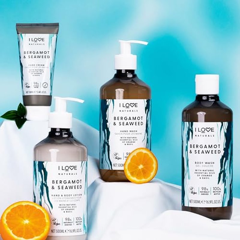 I LOVE Naturals Bergamot and Seaweed Hand and Body Lotion - Moisturizing Lotion for Dry Skin - Coconut Oil and Shea Butter Lotion - 16.9 oz