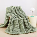 Sage Green Chunky Knit Blanket Throw 60x80 Inches - Cozy Couch Cover
