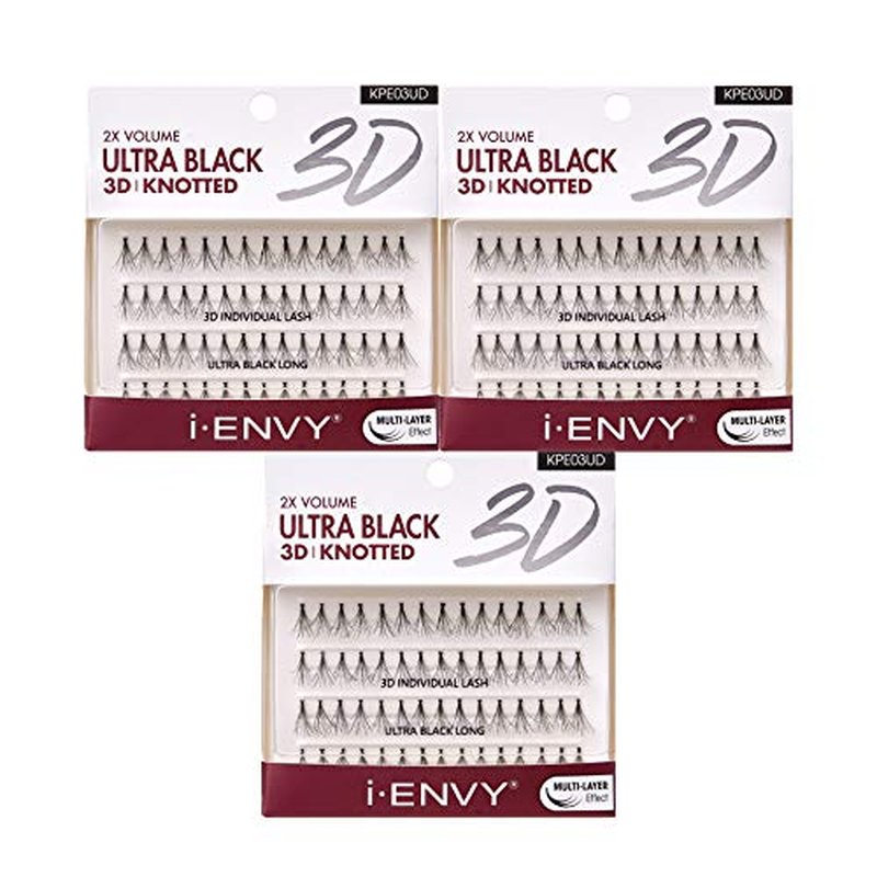 i?ENVY 2X Volume 3D Ultra Black Individual Lashes (3 Pack, Long)