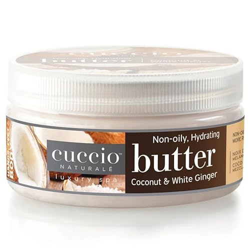 Cuccio Naturale Hydrating Butter Blend ? Coconut & White Ginger ? Non-Oily Moisturizer for Hands, Feet, & Body ? Intense Long-Lasting Hydration for Soft, Smooth Skin with Natural Ingredients, 8 Oz
