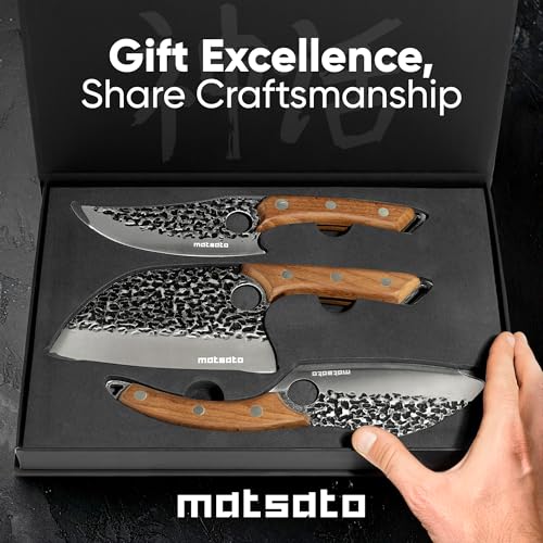 Matsato 3-Piece Kitchen Knife Set with 6.3, 6.3 & 5.8-Inch Knives – Chef, Cleaver & Utility